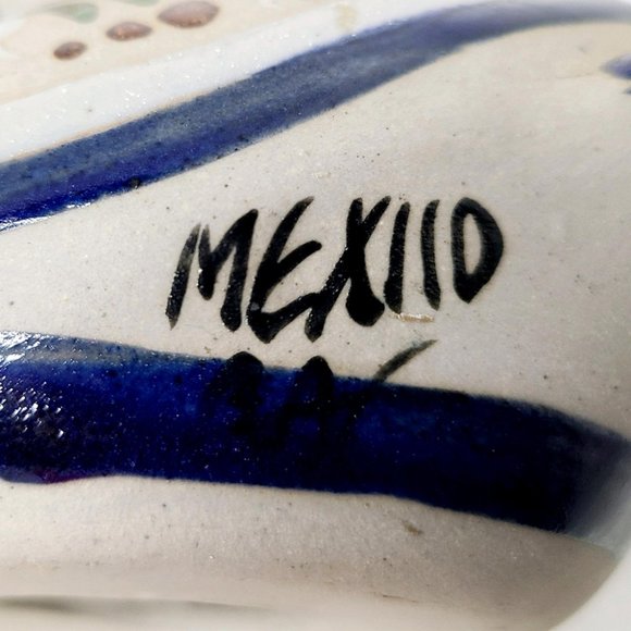 Vintage Tonala Mexico Pottery Stoneware Duck, Signed, EUC, Blue Bird, 6" x 5.5" - Picture 6 of 6